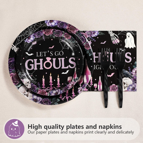 96 Pcs Halloween Bachelorette Party Plates and Napkins - Grencian