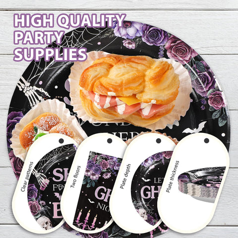 96 Pcs Halloween Bachelorette Party Plates and Napkins - Grencian
