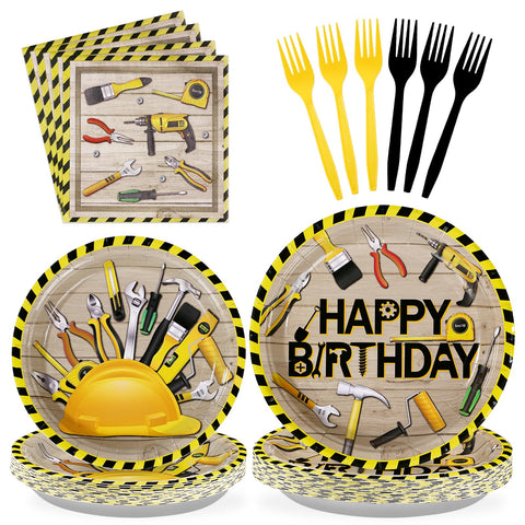 96 Pcs Handyman Tools Party Plates and Napkins - Grencian
