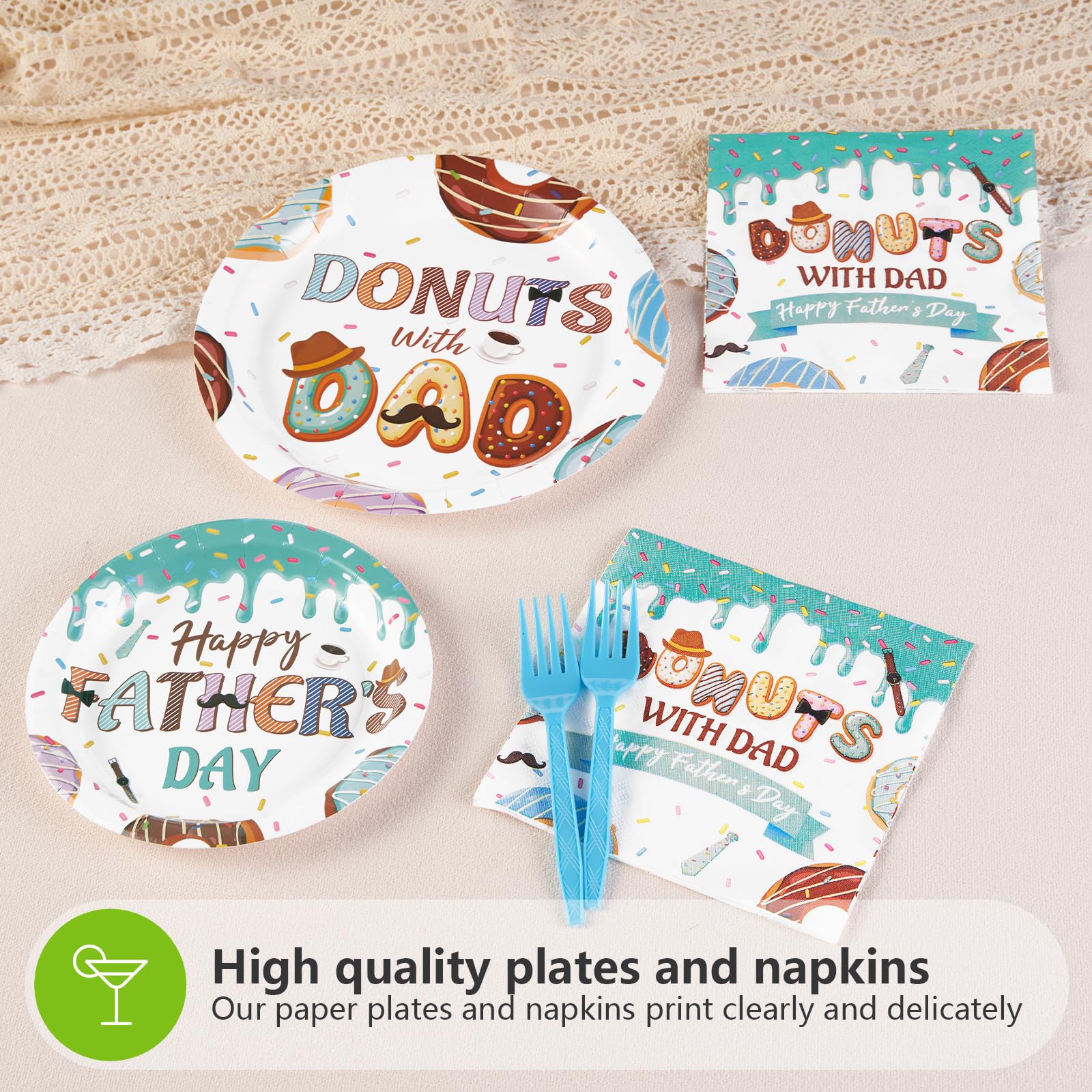 96 Pcs Happy Father's Day Party Plates and Napkins - Grencian