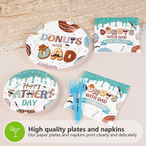 96 Pcs Happy Father's Day Party Plates and Napkins - Grencian