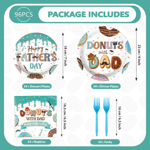 96 Pcs Happy Father's Day Party Plates and Napkins - Grencian