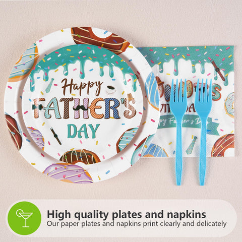 96 Pcs Happy Father's Day Party Plates and Napkins - Grencian