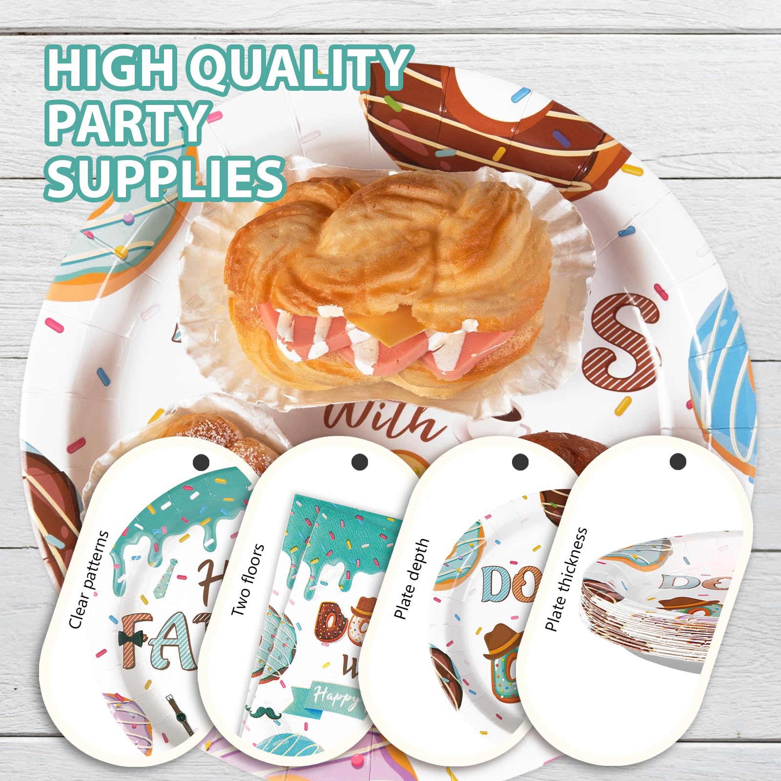 96 Pcs Happy Father's Day Party Plates and Napkins - Grencian