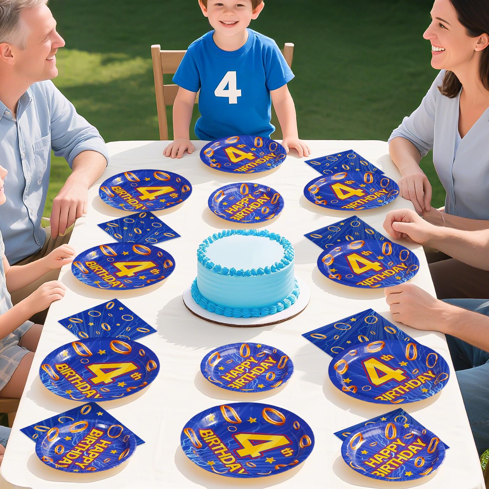 96 Pcs Hedgehog 4th Birthday Party Plates and Napkins - Grencian