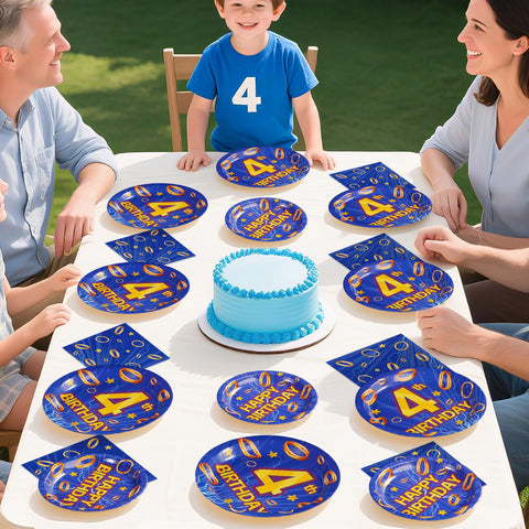 96 Pcs Hedgehog 4th Birthday Party Plates and Napkins - Grencian