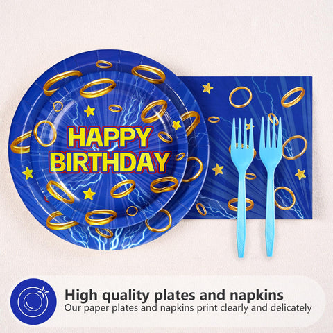 96 Pcs Hedgehog 4th Birthday Party Plates and Napkins - Grencian