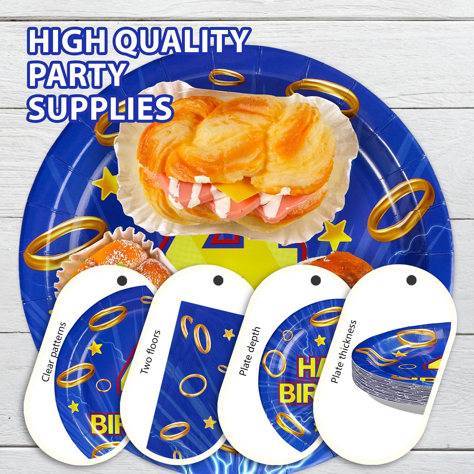 96 Pcs Hedgehog 4th Birthday Party Plates and Napkins - Grencian