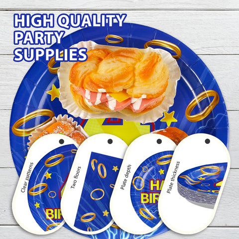 96 Pcs Hedgehog 4th Birthday Party Plates and Napkins - Grencian