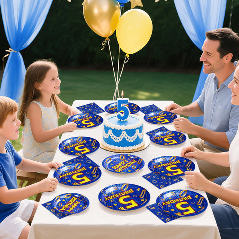 96 Pcs Hedgehog 5th Birthday Party Plates and Napkins - Grencian