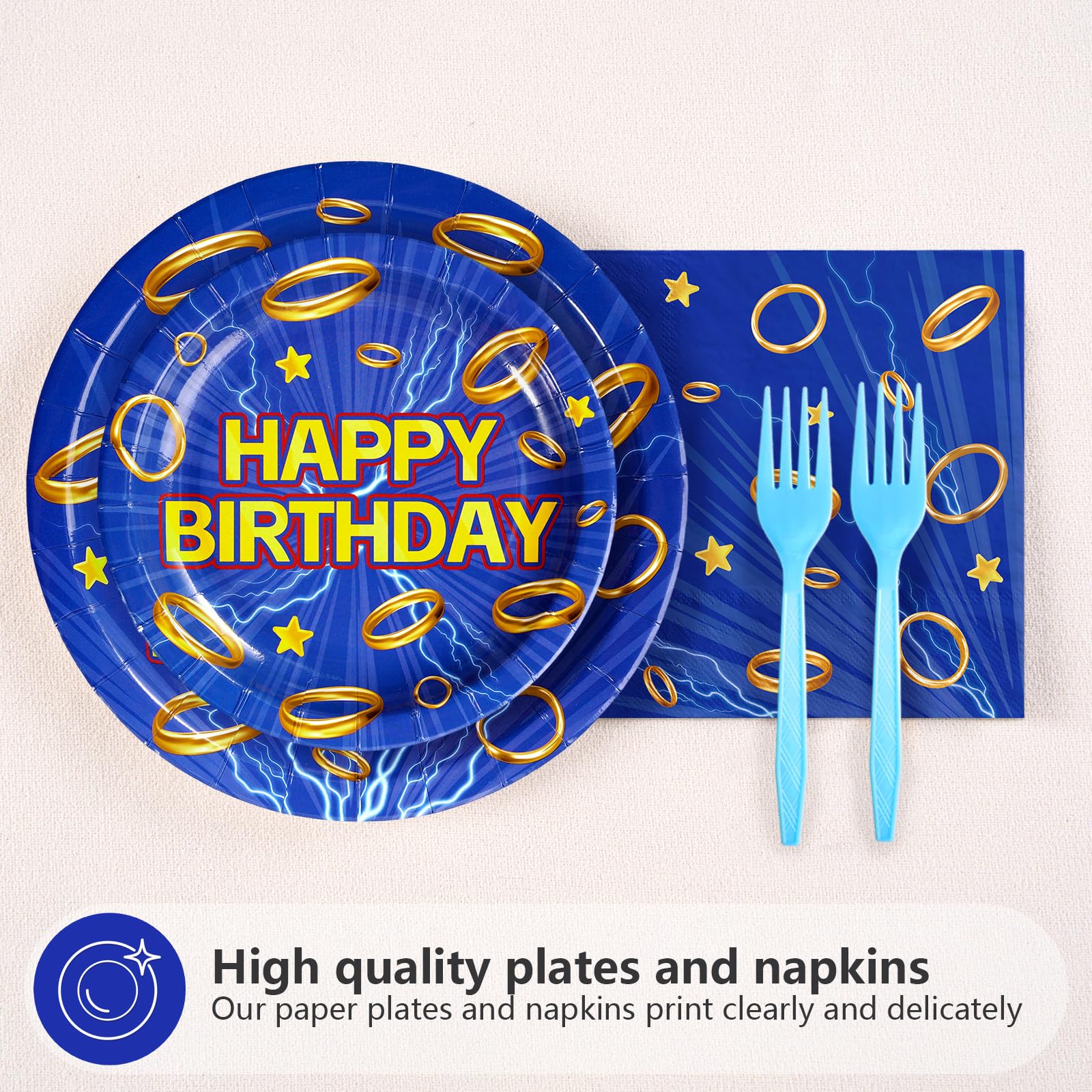 96 Pcs Hedgehog 5th Birthday Party Plates and Napkins - Grencian