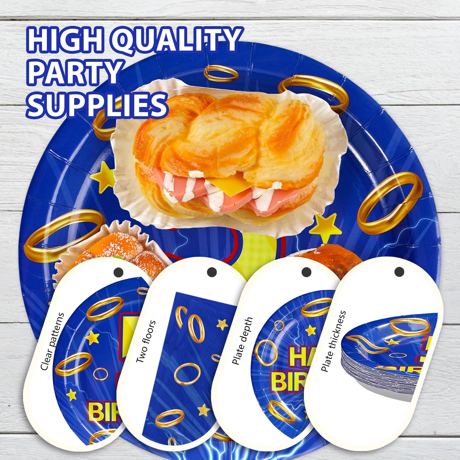 96 Pcs Hedgehog 5th Birthday Party Plates and Napkins - Grencian