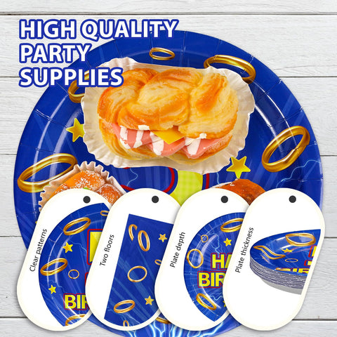 96 Pcs Hedgehog 5th Birthday Party Plates and Napkins - Grencian