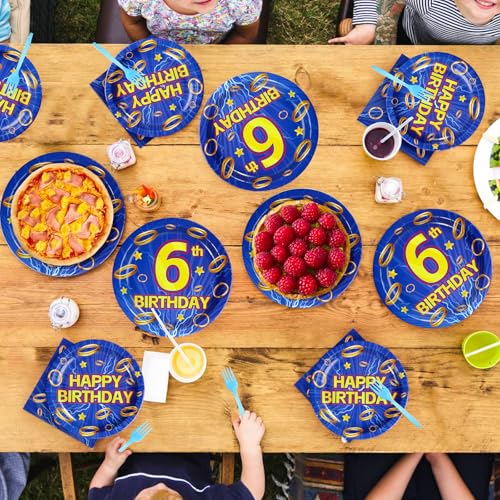 96 Pcs Hedgehog 6th Birthday Party Plates and Napkins - Grencian