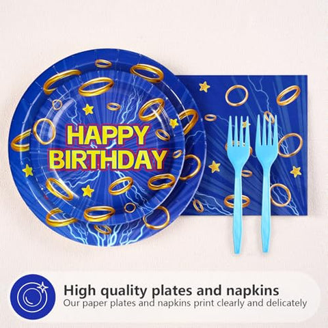 96 Pcs Hedgehog 6th Birthday Party Plates and Napkins - Grencian