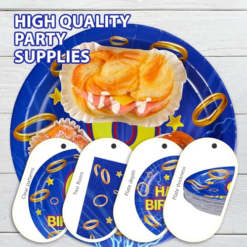 96 Pcs Hedgehog 6th Birthday Party Plates and Napkins - Grencian