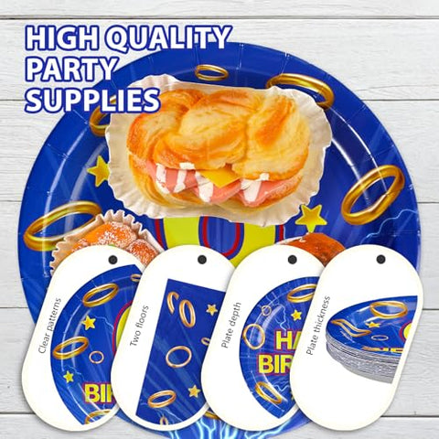 96 Pcs Hedgehog 6th Birthday Party Plates and Napkins - Grencian