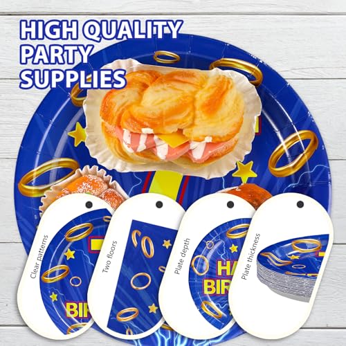 96 Pcs Hedgehog 7th Birthday Party Plates and Napkins - Grencian