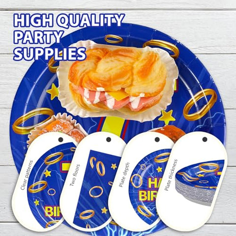 96 Pcs Hedgehog 7th Birthday Party Plates and Napkins - Grencian