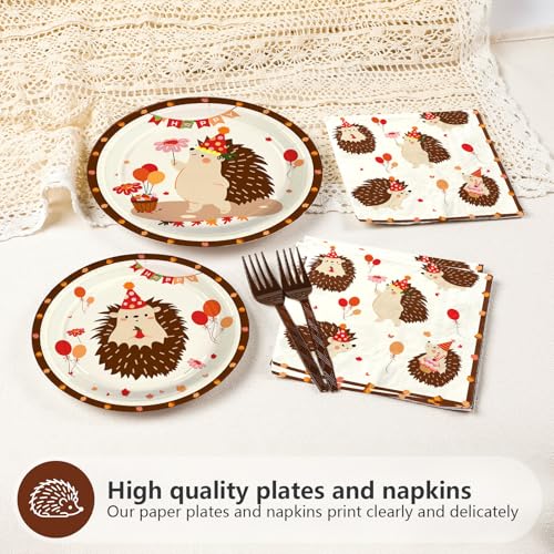 96 Pcs Hedgehog Birthday Party Plates and Napkins - Grencian
