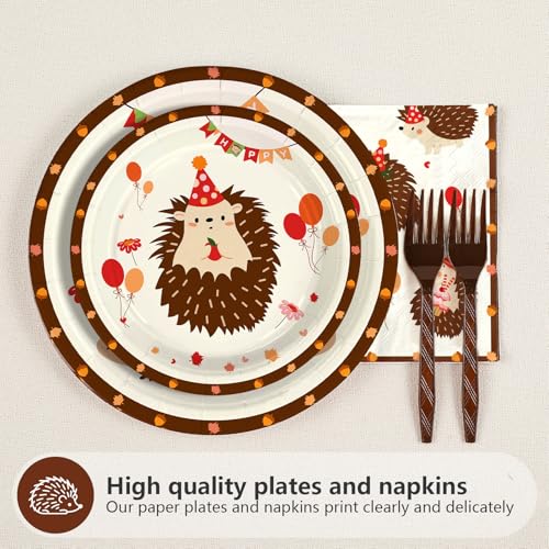 96 Pcs Hedgehog Birthday Party Plates and Napkins - Grencian
