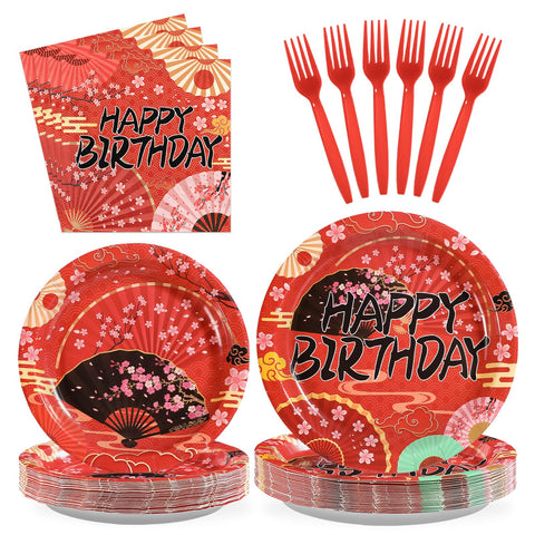 96 Pcs Hibachi Birthday Party Plates and Napkins - Grencian