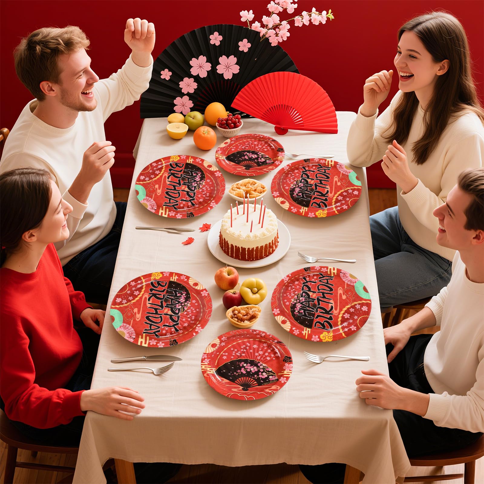 96 Pcs Hibachi Birthday Party Plates and Napkins - Grencian