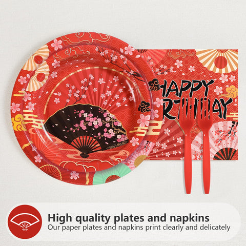 96 Pcs Hibachi Birthday Party Plates and Napkins - Grencian