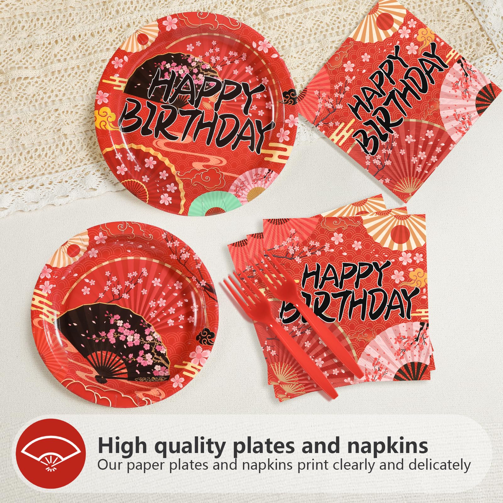 96 Pcs Hibachi Birthday Party Plates and Napkins - Grencian