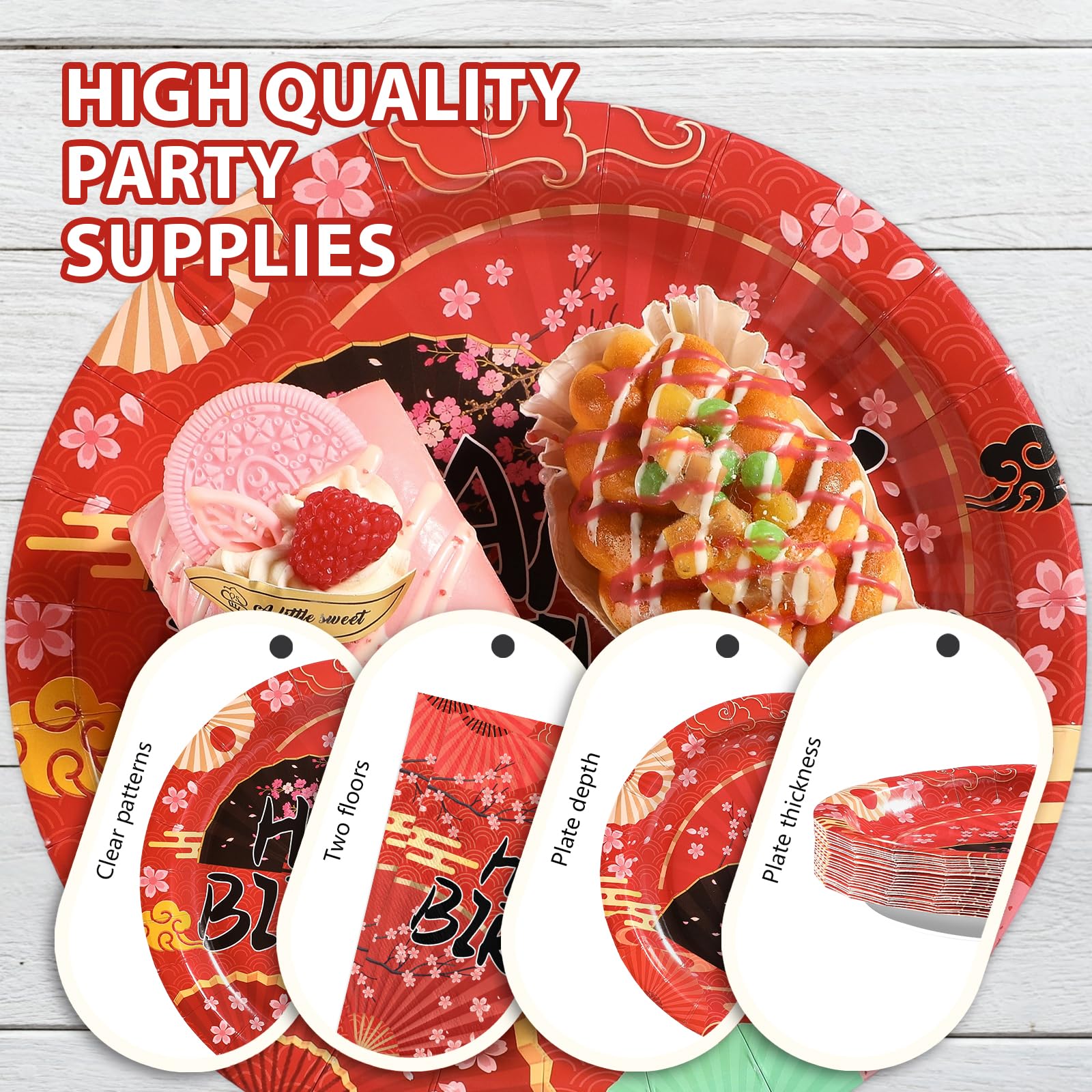96 Pcs Hibachi Birthday Party Plates and Napkins - Grencian