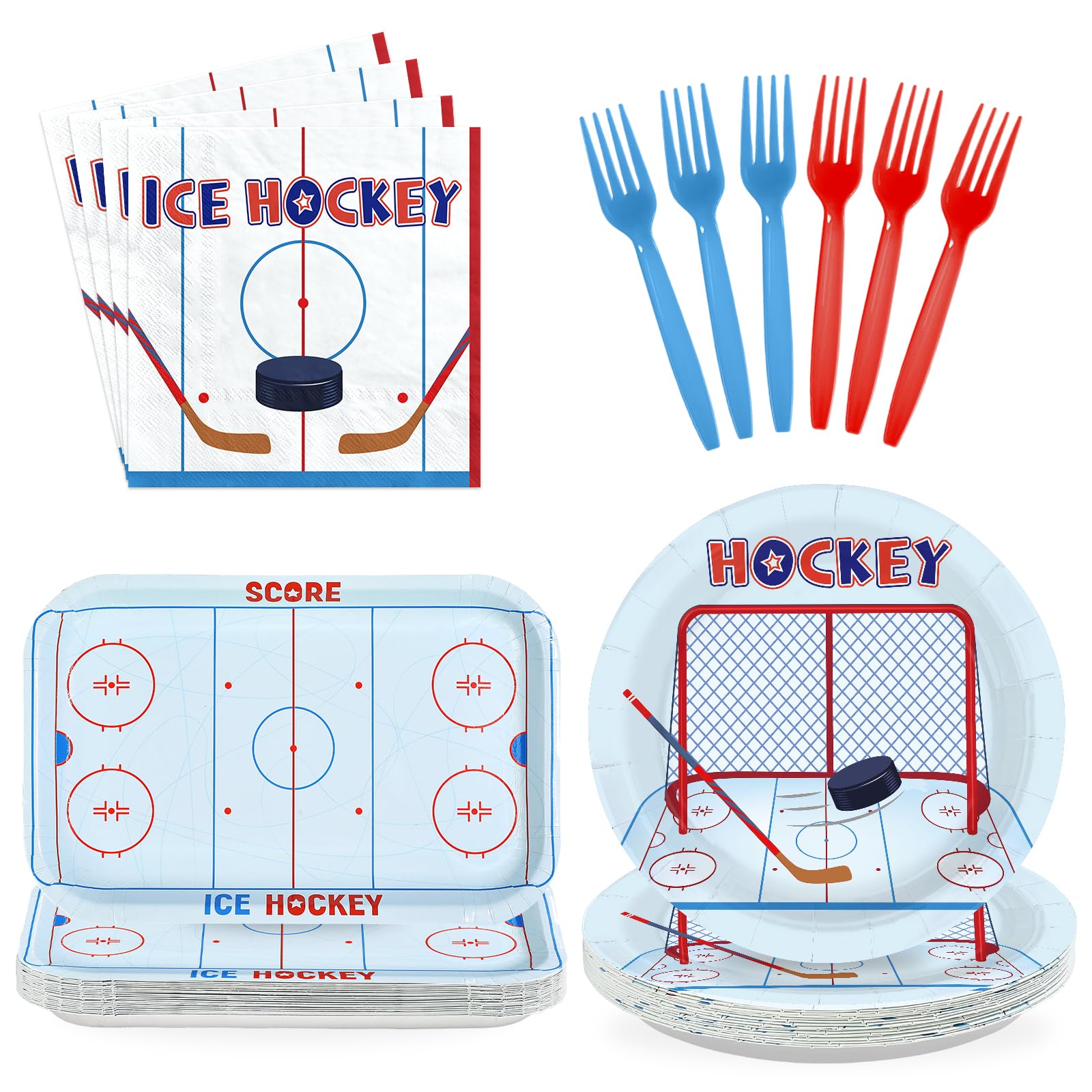96 Pcs Hockey Party Plates and Napkins - Grencian