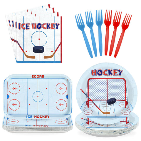 96 Pcs Hockey Party Plates and Napkins - Grencian