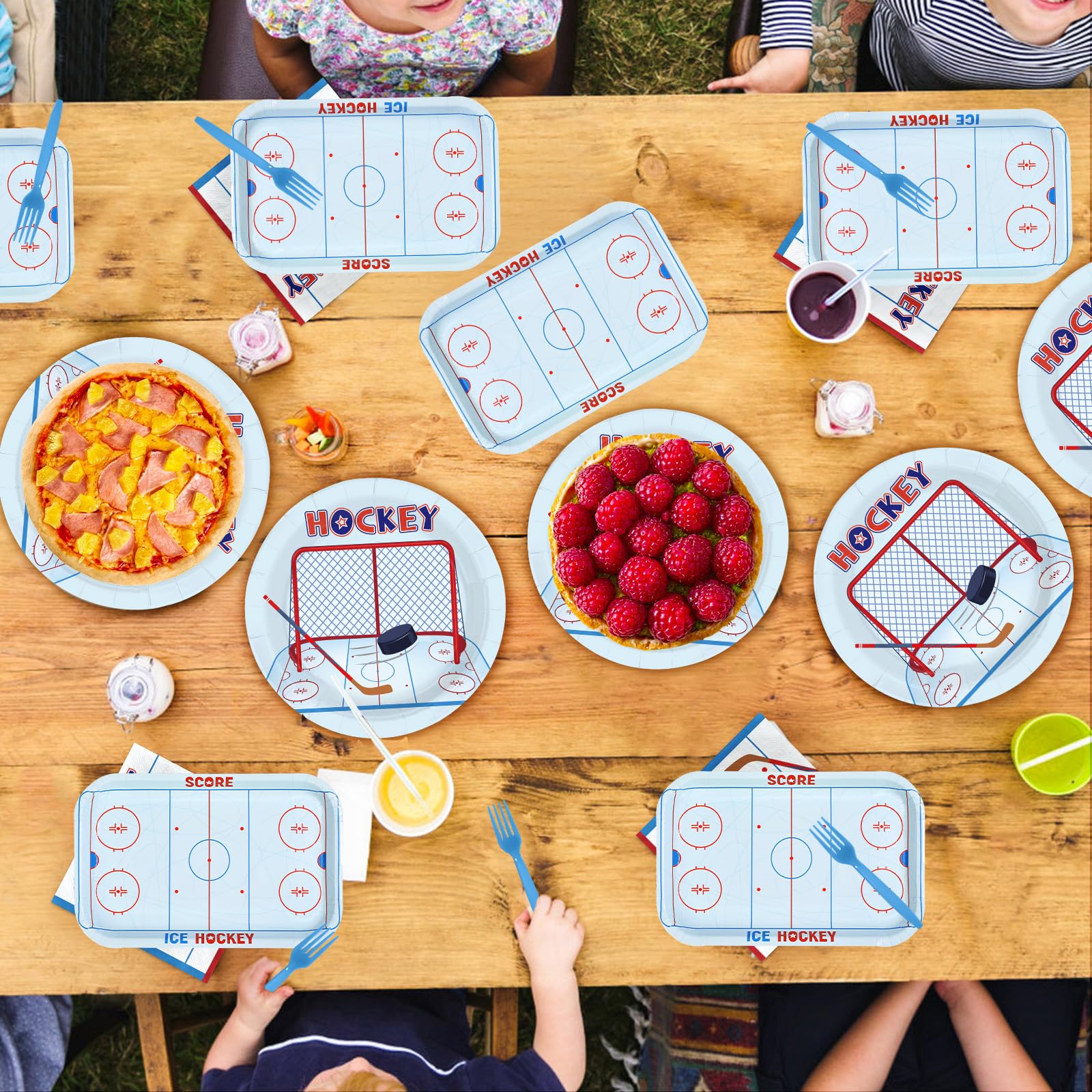 96 Pcs Hockey Party Plates and Napkins - Grencian