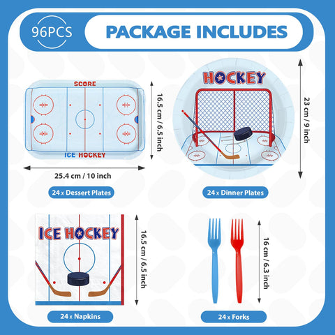 96 Pcs Hockey Party Plates and Napkins - Grencian