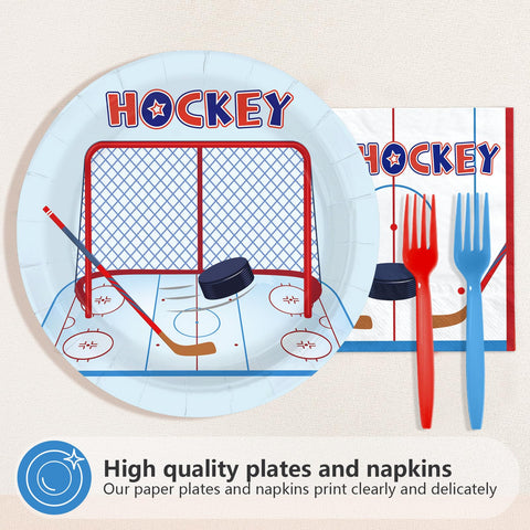 96 Pcs Hockey Party Plates and Napkins - Grencian