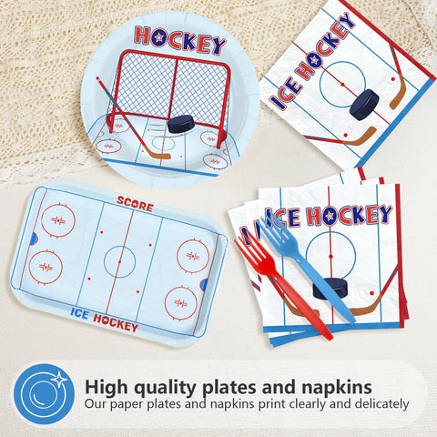 96 Pcs Hockey Party Plates and Napkins - Grencian