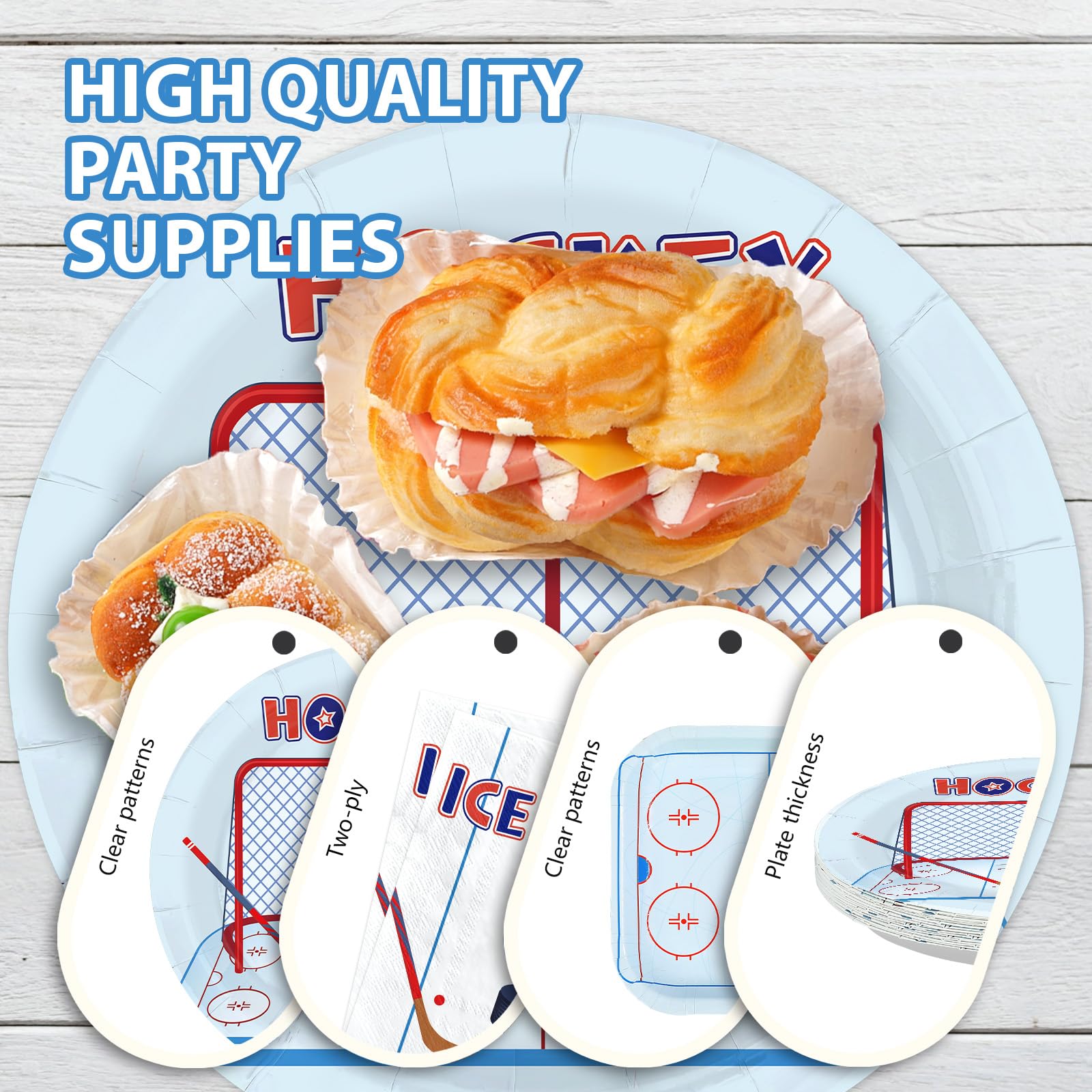 96 Pcs Hockey Party Plates and Napkins - Grencian