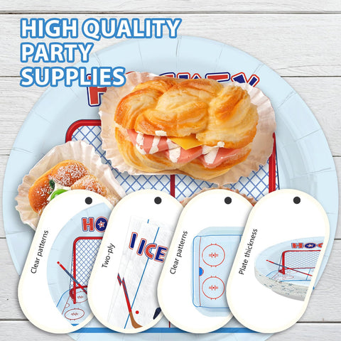 96 Pcs Hockey Party Plates and Napkins - Grencian