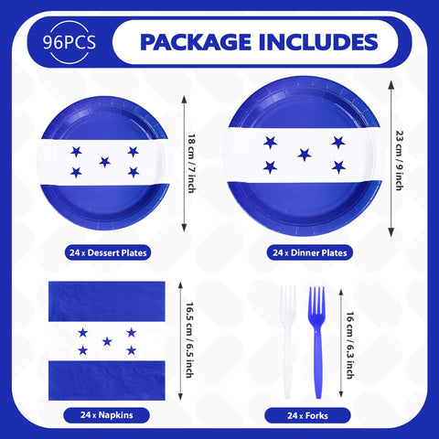 96 Pcs Honduras Flag Party Plates and Napkins - Grencian