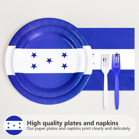 96 Pcs Honduras Flag Party Plates and Napkins - Grencian