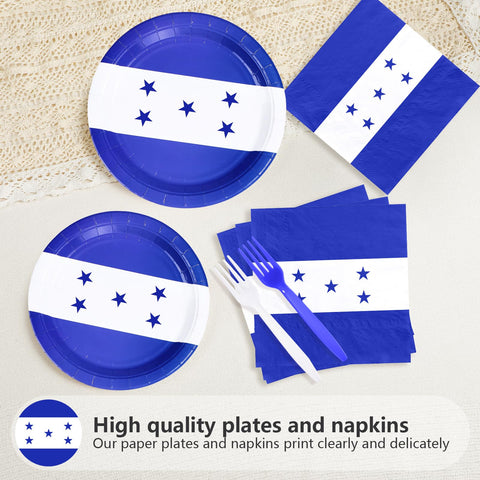 96 Pcs Honduras Flag Party Plates and Napkins - Grencian