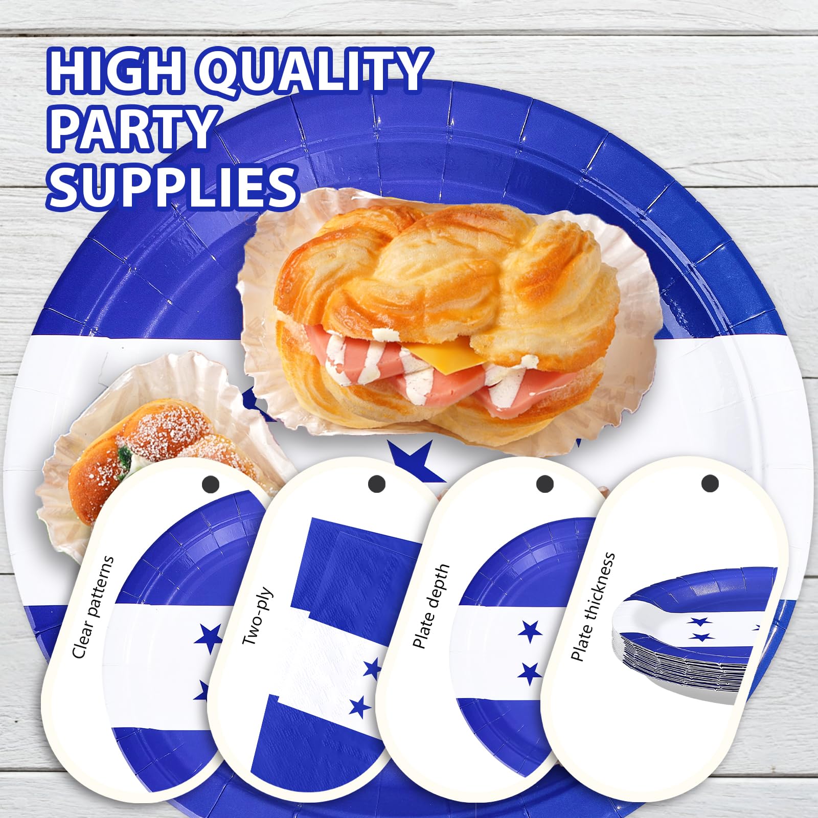 96 Pcs Honduras Flag Party Plates and Napkins - Grencian