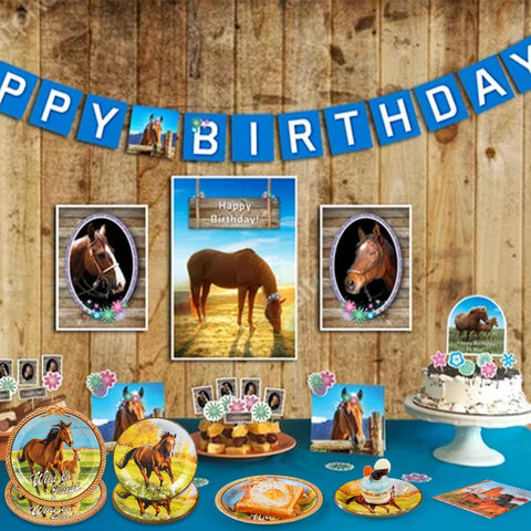96 Pcs Horse Party Plates and Napkins - Grencian