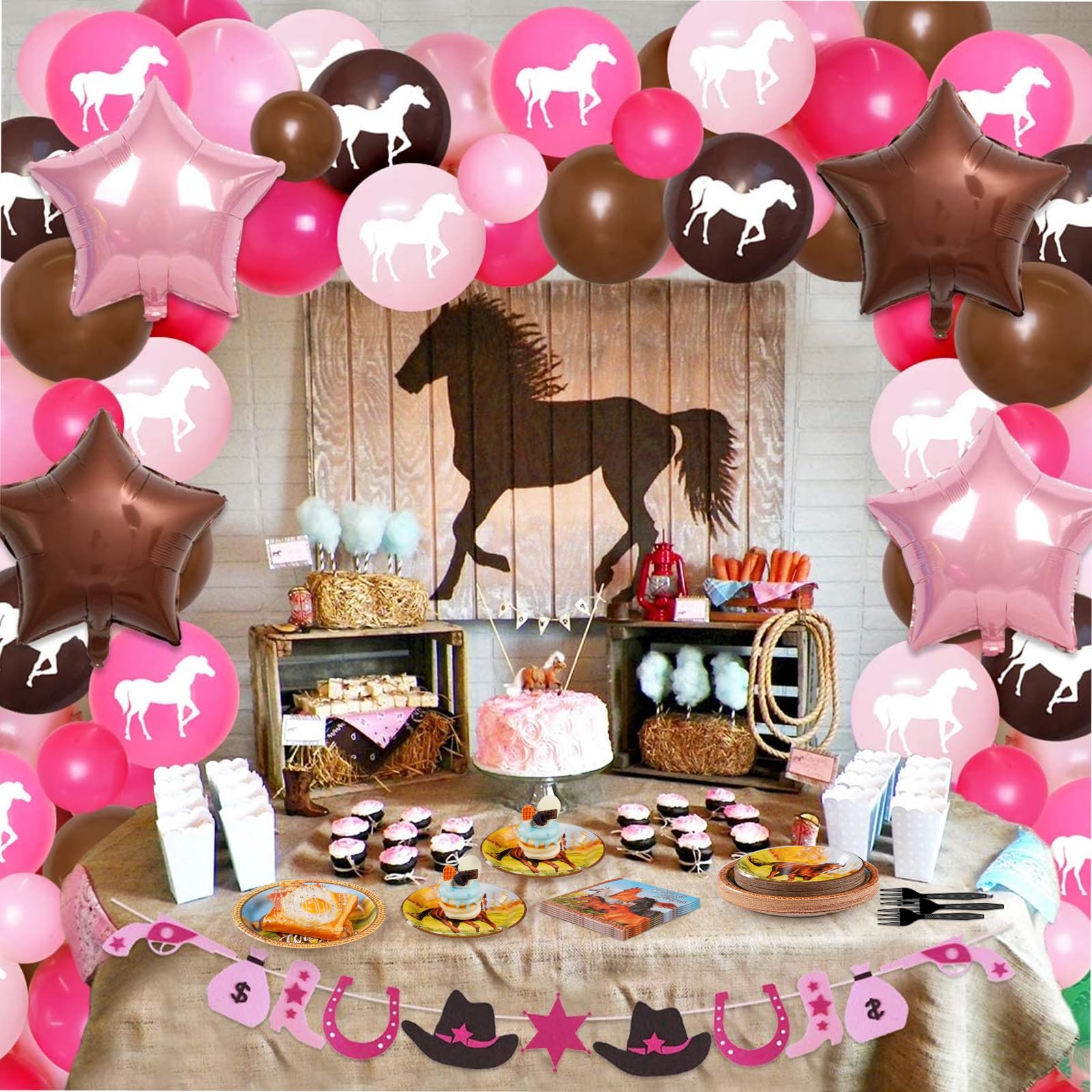 96 Pcs Horse Party Plates and Napkins - Grencian