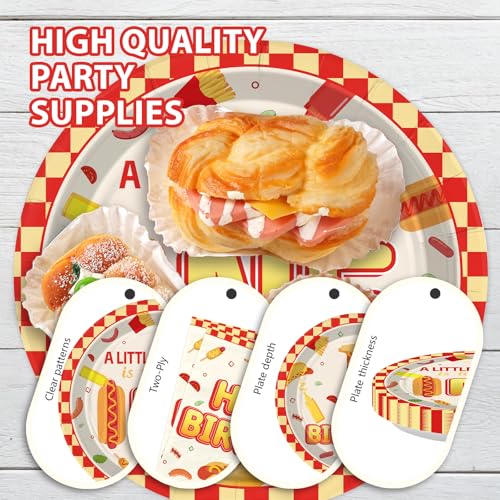 96 Pcs Hot Dog 1st Birthday Party Plates and Napkins - Grencian