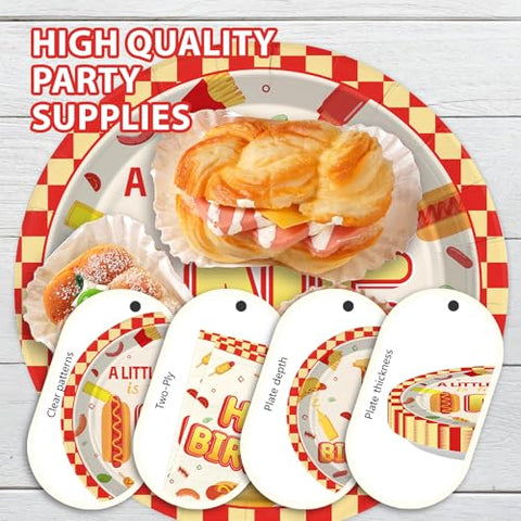 96 Pcs Hot Dog 1st Birthday Party Plates and Napkins - Grencian