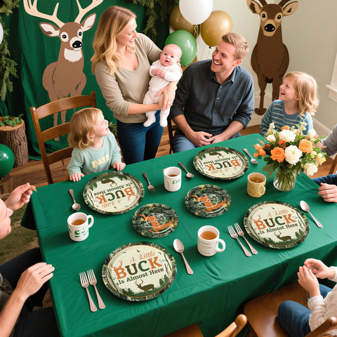 96 Pcs Hunting Camo Baby Shower Party Plates and Napkins - Grencian