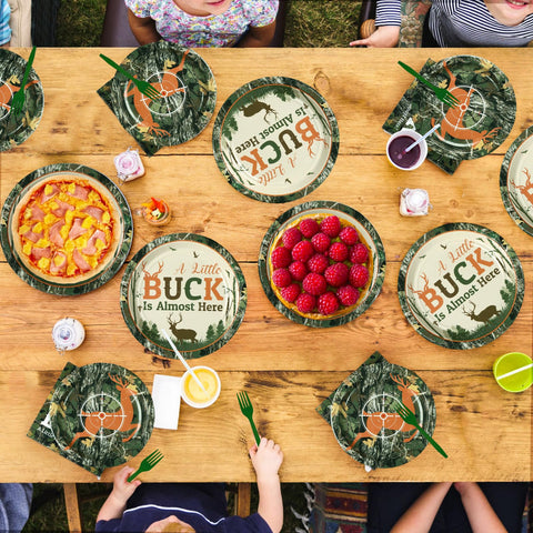 96 Pcs Hunting Camo Baby Shower Party Plates and Napkins - Grencian