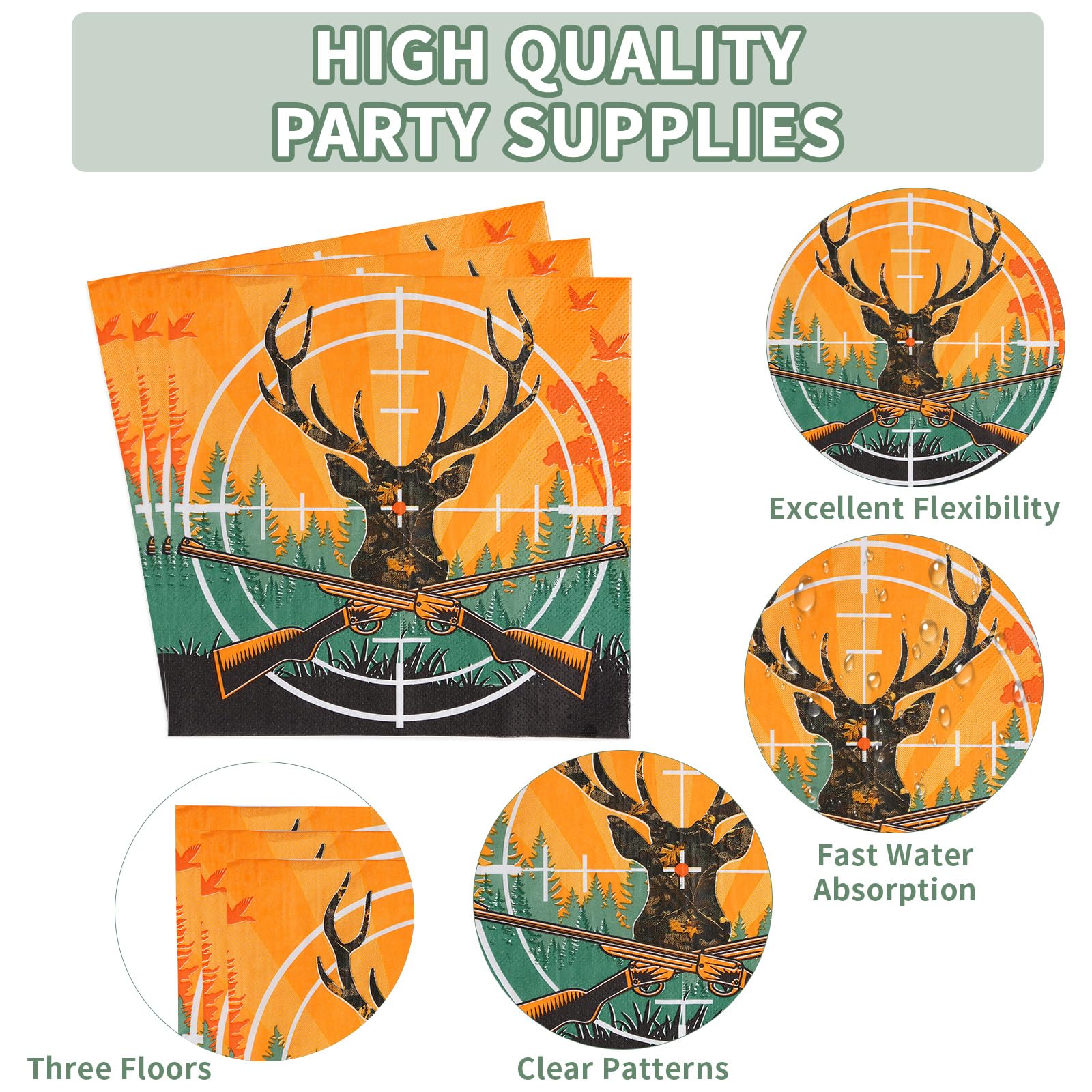 96 Pcs Hunting Camo Party Plates and Napkins - Grencian