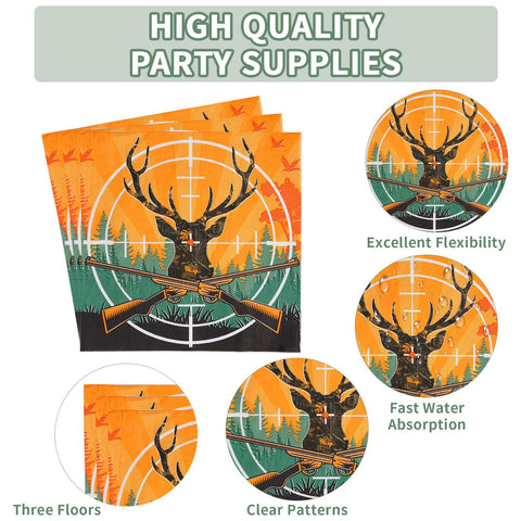 96 Pcs Hunting Camo Party Plates and Napkins - Grencian